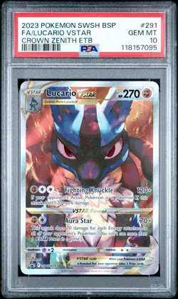2023 POKEMON SWSH BLACK STAR PROMO #291 FULL ART/LUCARIO VSTAR PSA 10 - Image 1