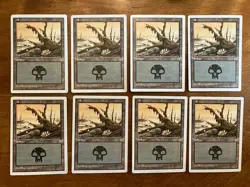 MTG 8X JAPANESE PORTAL 3 SWAMP MAGIC THE GATHERING BASIC LAND COMMON CARDS - Image 1