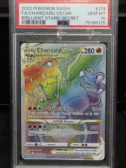 2022 POKEMON SWORD & SHIELD BRILLIANT STARS #174 FULL ART/CHARIZARD VSTAR PSA 10 - Image 1