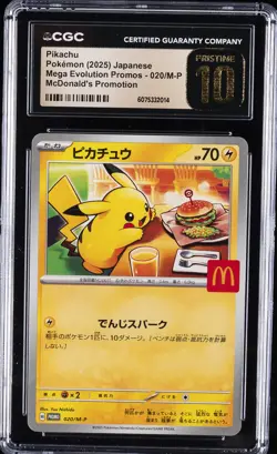 2025 POKEMON JPN MEGA EVOLUTION MCDONALDS PROMO #020/M-P PIKACHU CGC 10 PRISTINE - Image 1