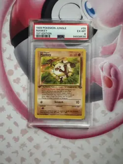 1999 Pokemon Jungle 55/64 WOTC Mankey 1st Edition PSA 6 EX-MT - Image 1