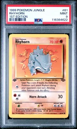 PSA 9 MINT 1999 POKEMON JUNGLE #61 RHYHORN 1ST EDITION ENGLISH - Image 3