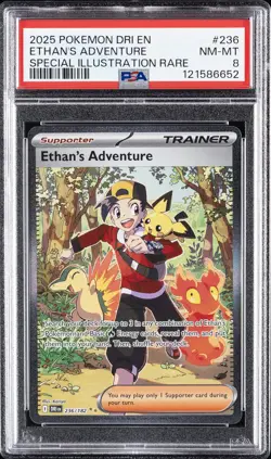 2025 POKEMON DRI EN-DESTINED RIVALS #236 ETHAN'S ADVENTURE PSA 8 - Image 1