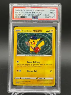 2020 Pokemon Black Star Promo #074 Special Delivery Pikachu Canada Holo PSA 9 - Image 1