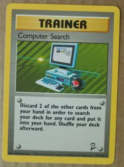 Computer Search 101/130 Rare Non-Holo Base 2 Set Pokemon Trainer Card NM - Image 1