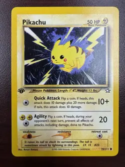 Pokemon Pikachu Card 70/111 First Edition WOTC Vintage Neo Genesis LP+ - Image 1