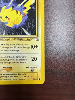 Pokemon Pikachu Card 70/111 First Edition WOTC Vintage Neo Genesis LP+ - Image 5