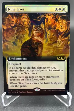 Nine Lives (Extended Art, Foil, #344, NM) Core Set 2021 (M21), MTG - Image 1