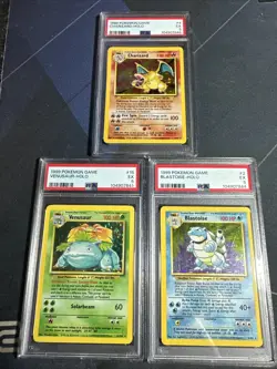1999 Pokemon Base Set Unlimited "Big Three" Charizard Blastoise & Venusaur PSA 5 - Image 1