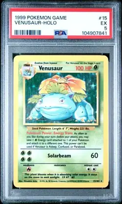 1999 Pokemon Base Set Unlimited "Big Three" Charizard Blastoise & Venusaur PSA 5 - Image 5