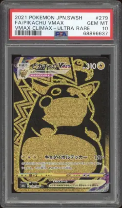 2021 Pokemon JAPANESE VMax Climax s8b Pikachu VMax Full Art 279/184 UR PSA 10 - Image 1