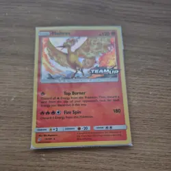 Pokemon Moltres TCG Sun & Moon Team Up Holo Promo Card 19/181 Stamped - Image 1