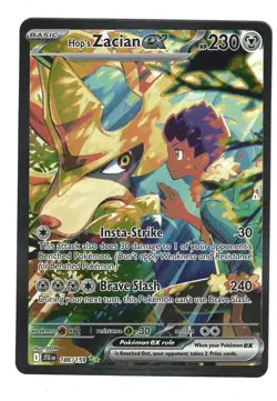 Pokemon TCG Journey Together Full Art Hop's Zacian EX Card 186/159 NM Condition - Image 1