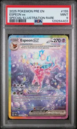 Pokemon 2025 Pre-EN Espeon EX Special Illustration Rare Card #155 PSA 9 Mint - Image 2