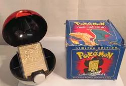 1999 Burger King Pokemon Charizard 23k Gold Plated Card And Pokeball - Image 1