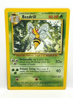 Beedrill 17/102 Pokemon Card TCG Base Set Unlimited Rare LP - Image 1