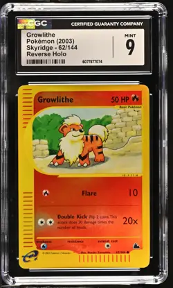 CGC 9 MINT Growlithe 2003 Skyridge 62/144 Reverse Holo Pokemon Card - Image 1