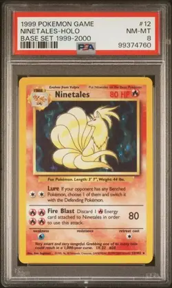 PSA 8 Ninetales Pokemon Card 4th Print 1999-2000 Holo WOTC 12/102 Base Set NM-MT - Image 1