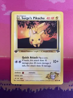 Pokemon Card Lt Surge's Pikachu Gym Challenge 1st Edition 84/132 Near Mint - Image 1