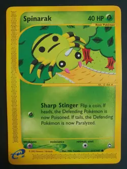 Spinarak 111/147 - Aquapolis Set - Pokemon Card - Excellent Condition - Image 1
