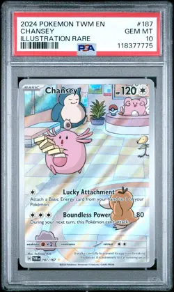 2024 POKEMON TWM EN-TWILIGHT MASQUERADE ILLUSTRATION RARE #187 CHANSEY PSA 10 - Image 1