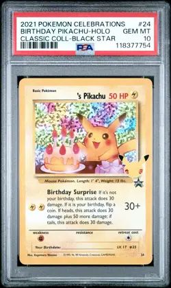 2021 POKEMON CELEBRATIONS CLASSIC COLL #24 BIRTHDAY PIKACHU-HOLO PSA 10 - Image 1