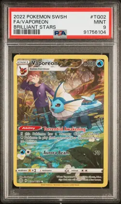 PSA 9 2022 Pokemon Sword & Shield Brilliant Stars #TG02 Fa/Vaporeon - Image 1