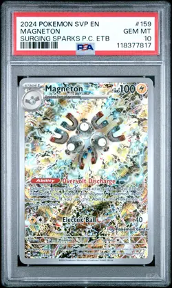2024 POKEMON SURGING SPARKS POKEMON CENTER ETB PROMO SVP #159 MAGNETON PSA 10 - Image 1
