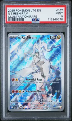 N's Reshiram 2025 Pokemon Journey Together 167 Illustration Rare PSA 9 - Image 1