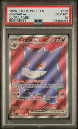 2024 POKEMON TEF EN-TEMPORAL FORCES ULTRA RARE #193 GENGAR EX PSA 10 - Image 1