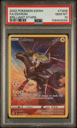 2022 POKEMON SWORD & SHIELD BRILLIANT STARS #TG05 FULL ART/ZEKROM PSA 10 - Image 1