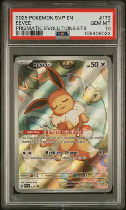 2025 POKEMON PRISMATIC EVOLUTIONS ELITE TRAINER BOX SVP EN-SV #173 EEVEE PSA 10 - Image 1