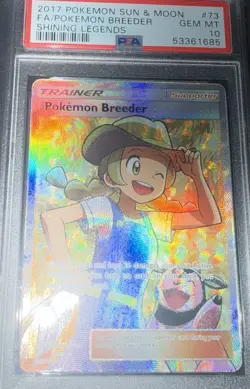 Pokemon Breeder 73 PSA 10 Pokemon Sun & Moon Shining Legends 2017 Collect Poke - Image 1