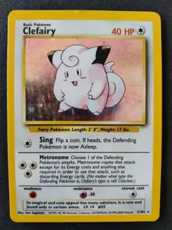 Pokemon Alakazam & Clefairy Holo Rare Base Set 1999-2000 4th Print 1/102 5/102 - Image 1