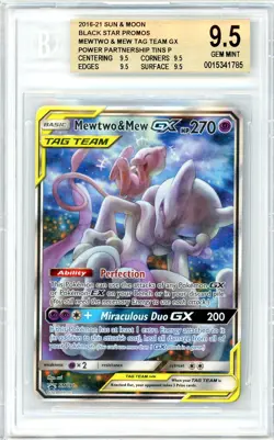 Pokemon Mewtwo and Mew GX Black Star Promo Tag Team BGS 9.5 Gem Mint - Image 1