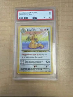 1999 Pokemon TCG Dragonite Fossil Holo Card 4/62 PSA 1 - Image 1