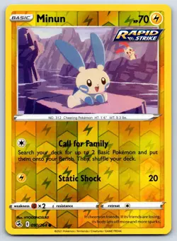 Minun - Reverse Holo - Fusion Strike 090/264 Pokemon Card NM - Image 1
