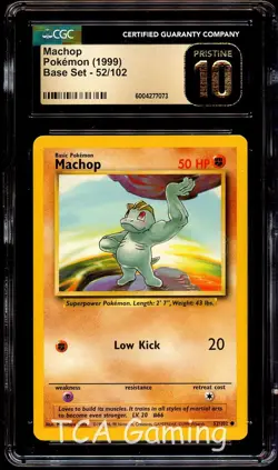 CGC 10 PRISTINE Machop 52/102 Base Set Pokemon Card 073 - Image 1