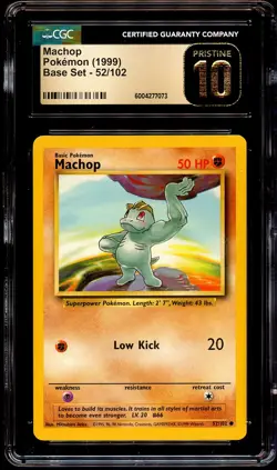 CGC 10 PRISTINE Machop 52/102 Base Set Pokemon Card 073 - Image 2
