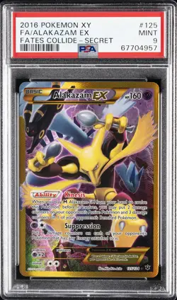 2016 POKEMON XY FATES COLLIDE SECRET #125 FULL ART/ALAKAZAM EX PSA 9 - Image 1