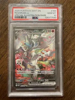 PSA 10 2025 POKEMON WHITE FLARE RESHIRAM EX 166 SPECIAL ILLUSTRATION RARE - Image 1