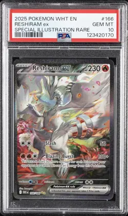 2025 POKEMON WHT EN-WHITE FLARE SPECIAL ILLUSTRATION RARE RESHIRAM EX PSA 10 - Image 1