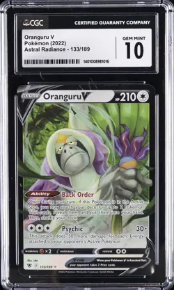 2022 POKEMON ASTRAL RADIANCE #133/189 ORANGURU V CGC 10 GEM MINT - Image 1