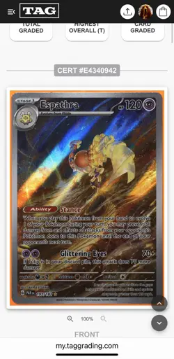 2023 Pokemon S&V Paradox Rift - Espathra 197/182 IR - TAG 10 Gem Mint - PSA CGC - Image 5