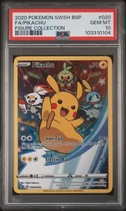 2020 POKEMON SWSH PROMO FIGURE COLLECTION #020 FULL ART/PIKACHU PSA 10 - Image 1