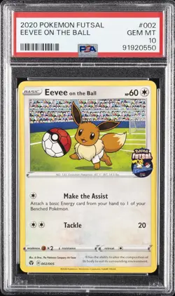 2020 POKEMON FUTSAL #002 EEVEE ON THE BALL PSA 10 - Image 1