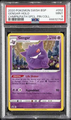 2020 POKEMON SWSH BLACK STAR PROMO #052 GENGAR-HOLO PSA 9 - Image 1