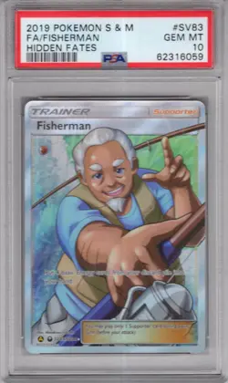 Pokemon Sun & Moon Hidden Fates Shiny Vault Card SV83 Fisherman PSA 10 - Image 1
