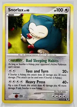 Snorlax 81/111 Pokemon Card 2009 Rising Rivals LP - Image 1