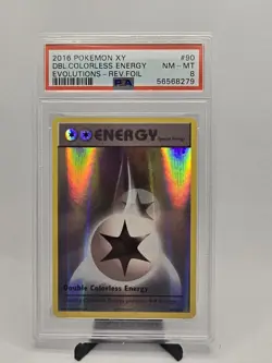 2016 Pokemon Card Double Colorless Energy Rev Foil 90/108 Evolutions PSA 8 NM-MT - Image 1
